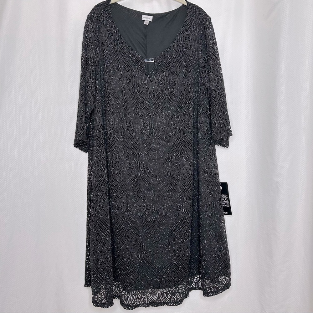 Avenue plus black lace shift dress dressy party